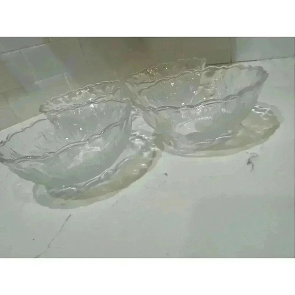 Glass Bowls with Frosted Etched Roses,vintage - Picture 7 of 10